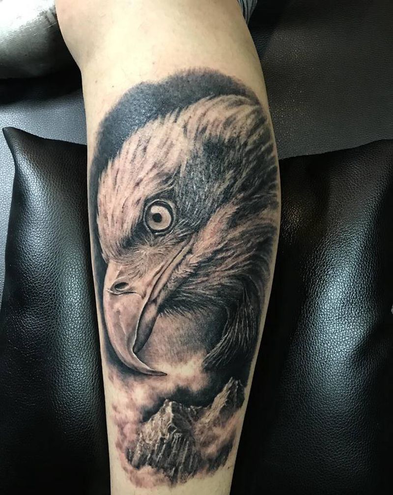 【鹰视】写实作品纹身图片_腿部欧美写实纹身图案