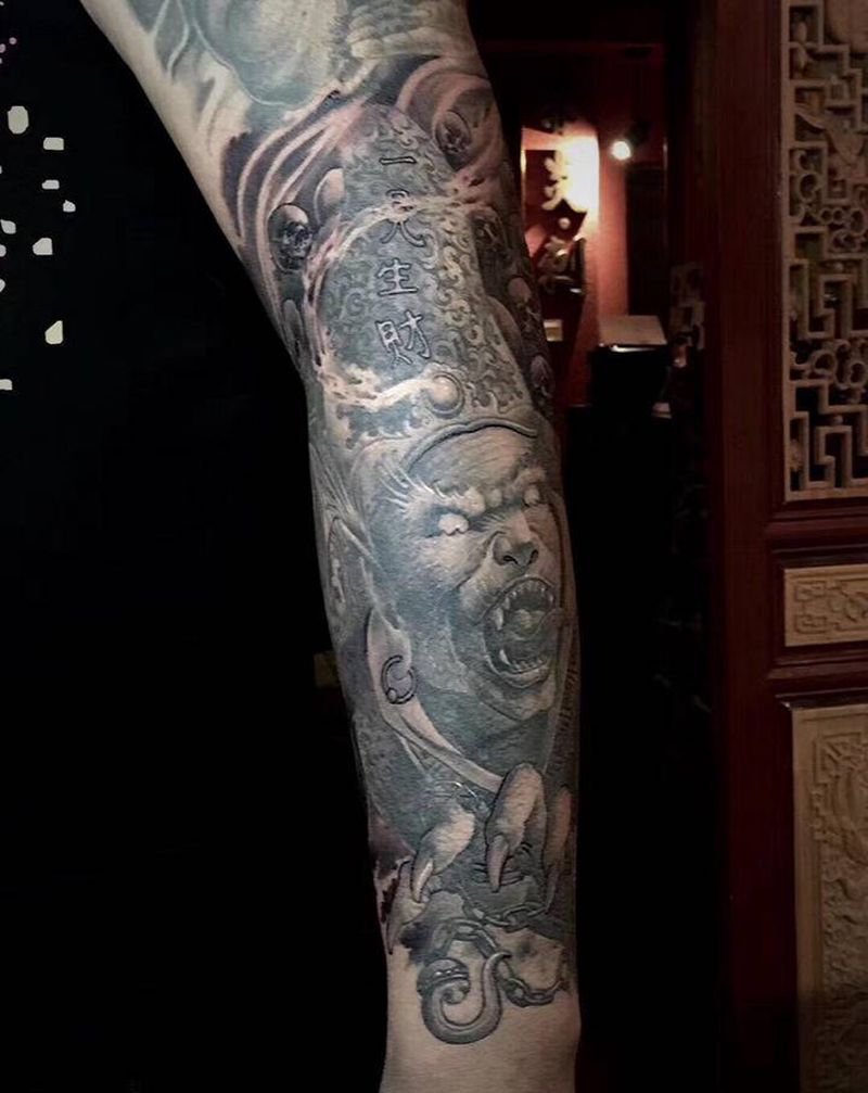 黑白无常，靳凯作品纹身图片_手臂背部老传统新传统原创黑白无常纹身图案