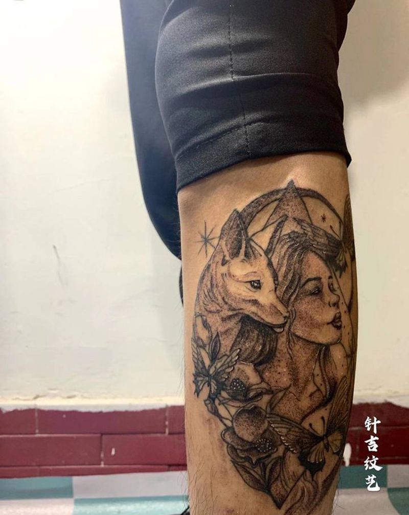 欧美小图纹身图片_腿部纹身图案