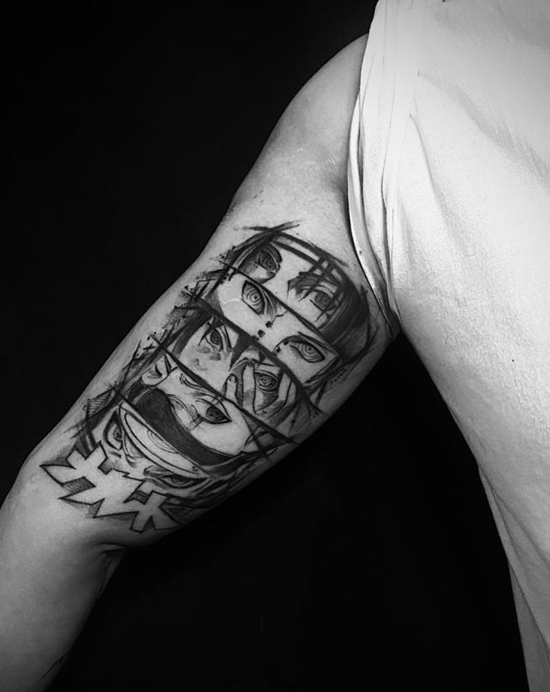 动漫#火影忍者纹身图片_手臂点刺纹身图案