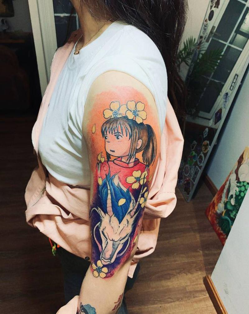 千与千寻纹身图片_手臂New School千与千寻纹身图案