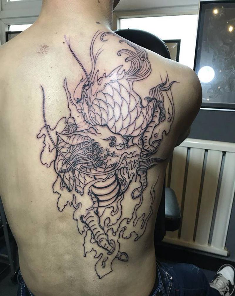 麒麟纹身图片_背部胸部纹身图案