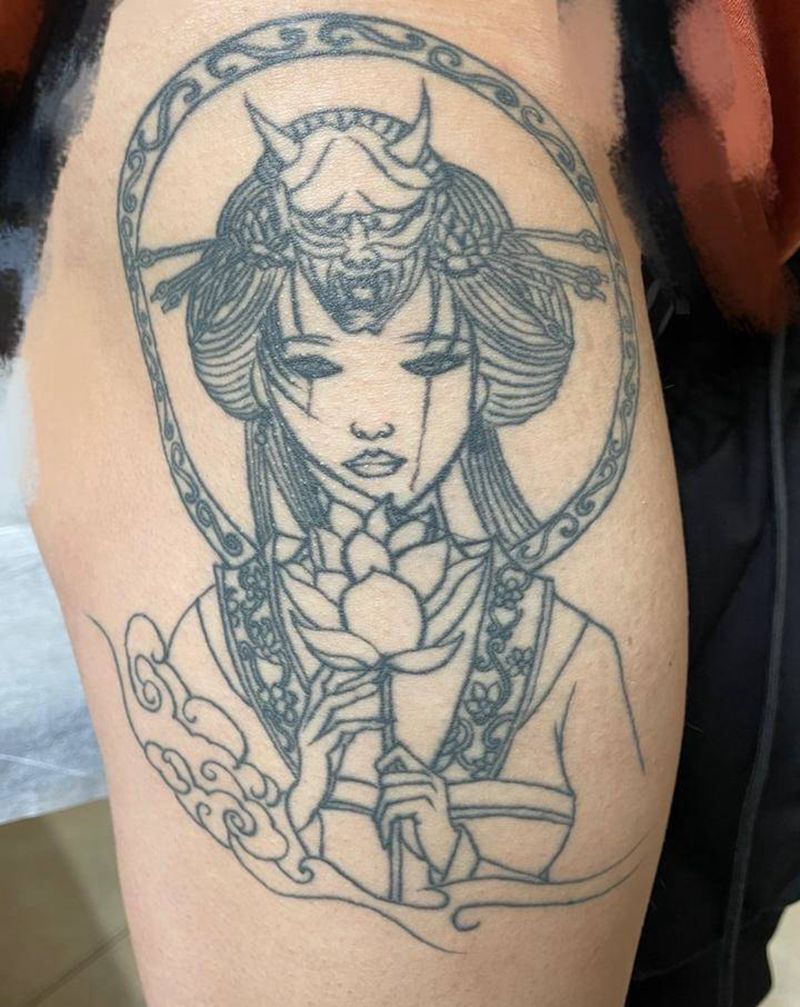 修改纹身图片_腿部修改艺妓纹身图案