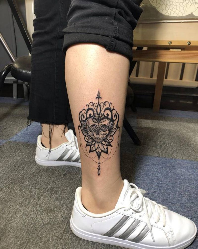 ☠️纹身图片_腿部点刺纹身图案