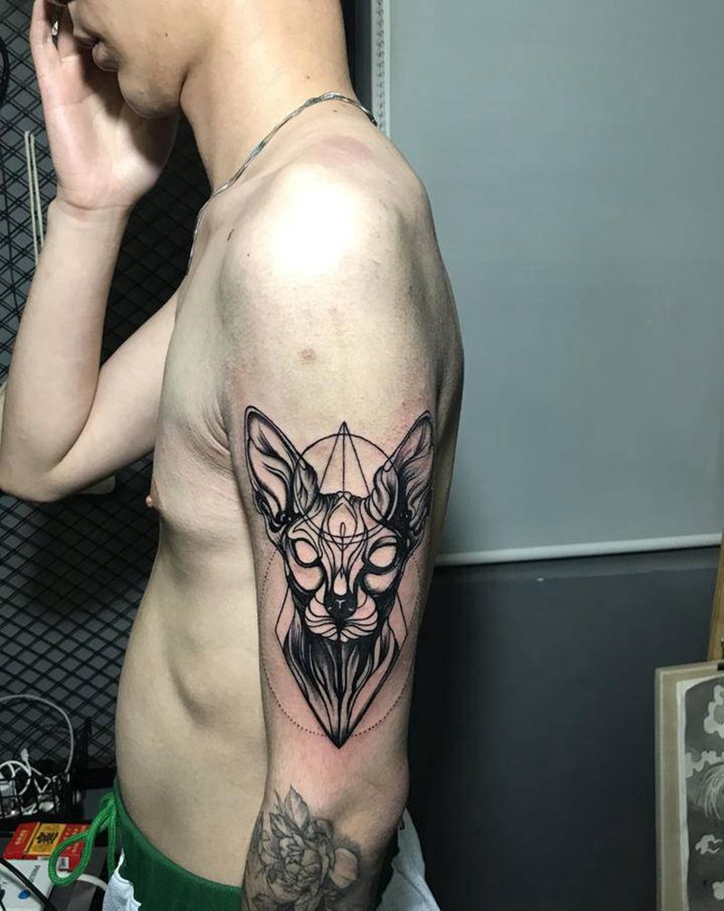 猫纹身图片_Old School纹身图案