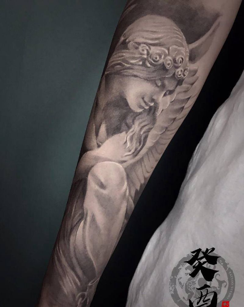 天使（恢复后）纹身图片_手臂欧美写实纹身图案