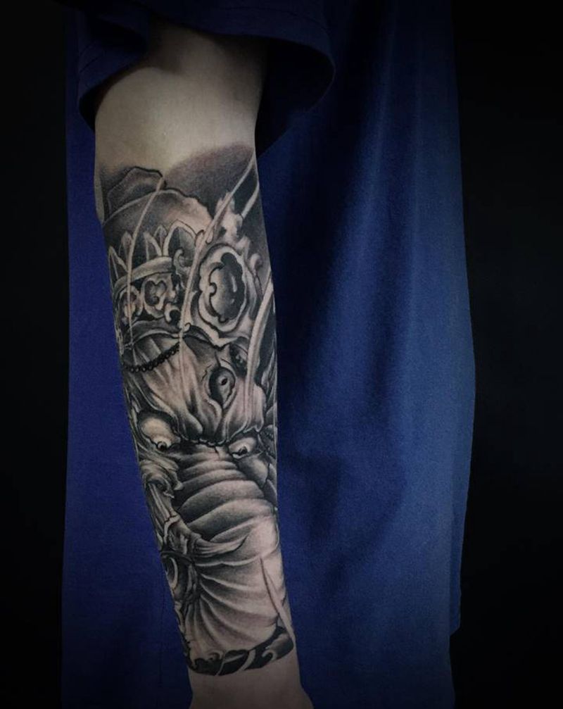 象神纹身图片_手臂纹身图案