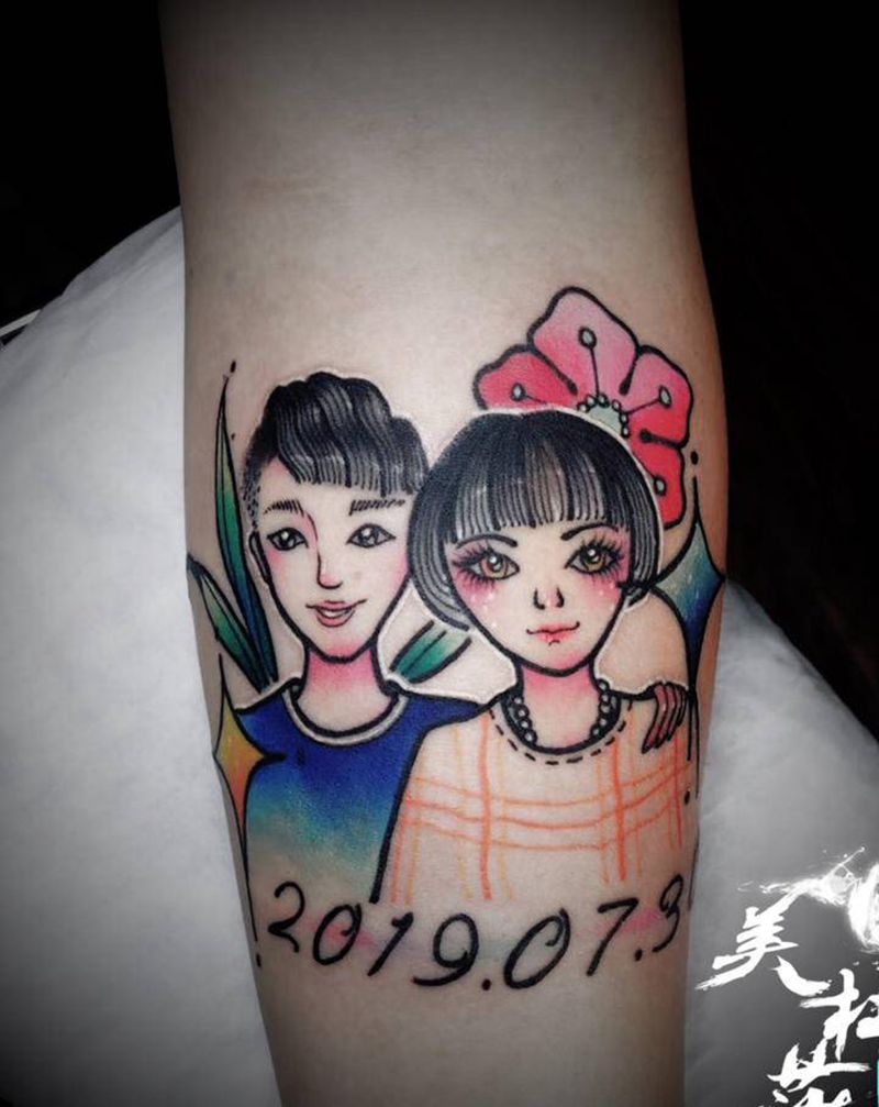 肖像纹身图片_手臂New School纹身图案