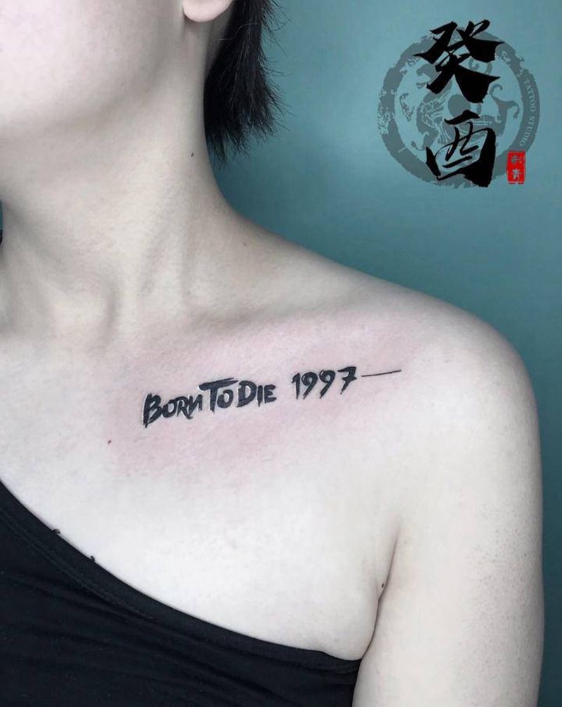 字母纹身图片_肩部小清新纹身图案