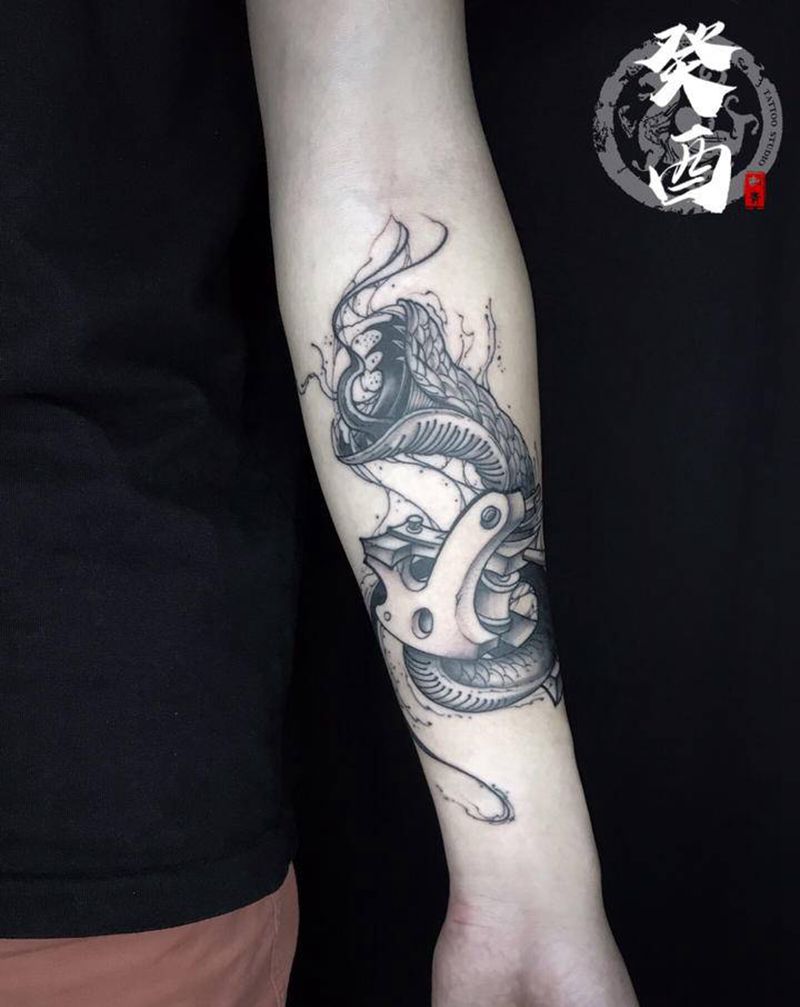 纹身机（未完）纹身图片_手臂New School纹身图案