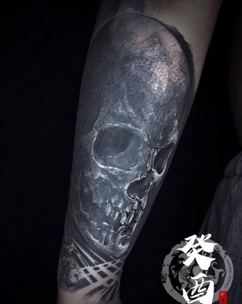 遮盖纹身图片_手臂欧美写实遮盖纹身图案