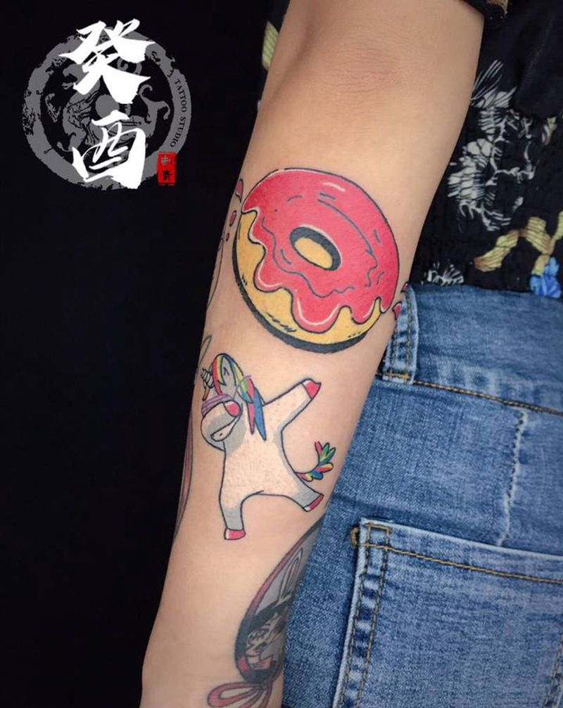 school纹身图片_手臂New School小清新纹身图案