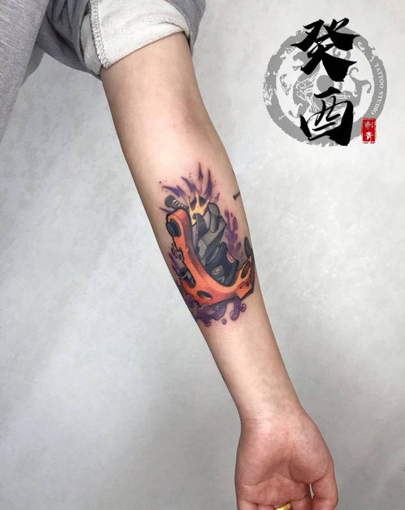 纹身机（恢复后）纹身图片_手臂New School纹身图案