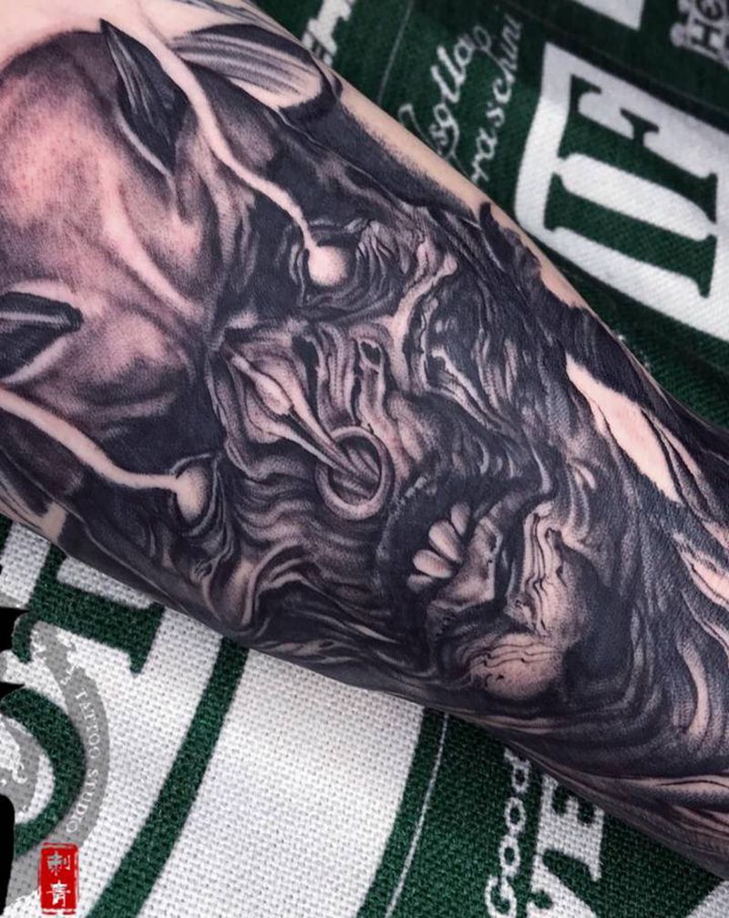 魔鬼（未完待续）纹身图片_手臂欧美写实纹身图案