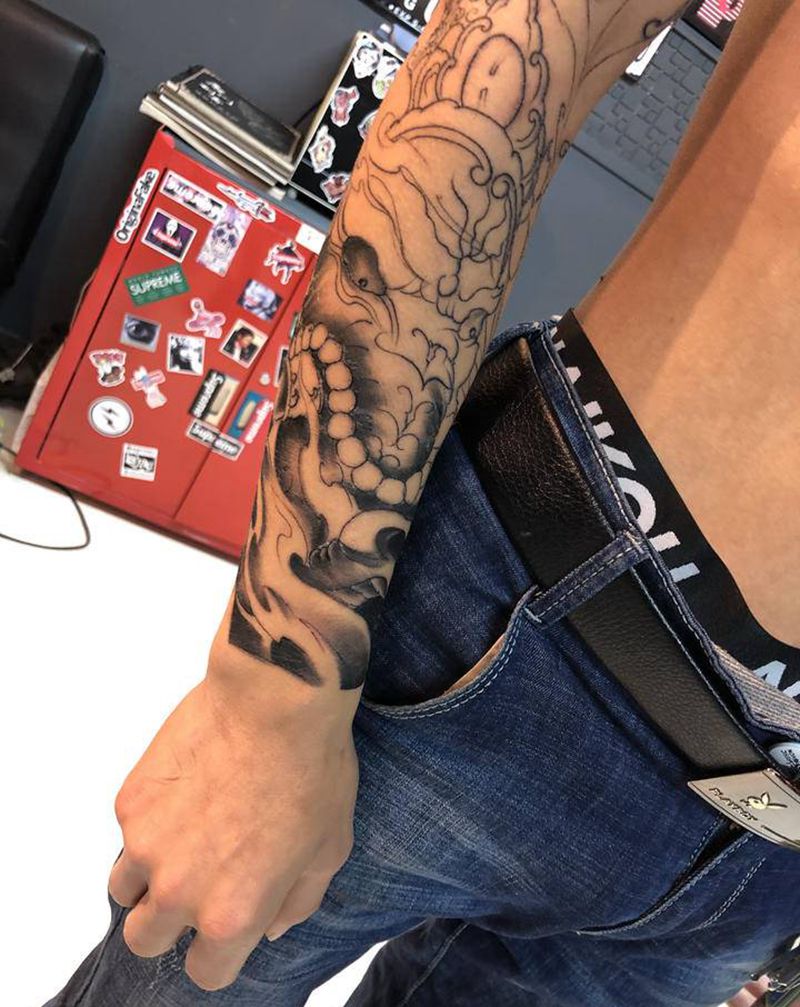 花臂恢复期纹身图片_新传统纹身图案