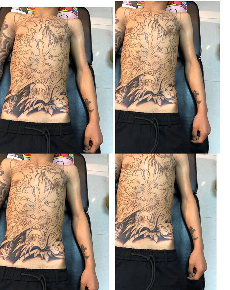 前胸纹身图片_新传统纹身图案