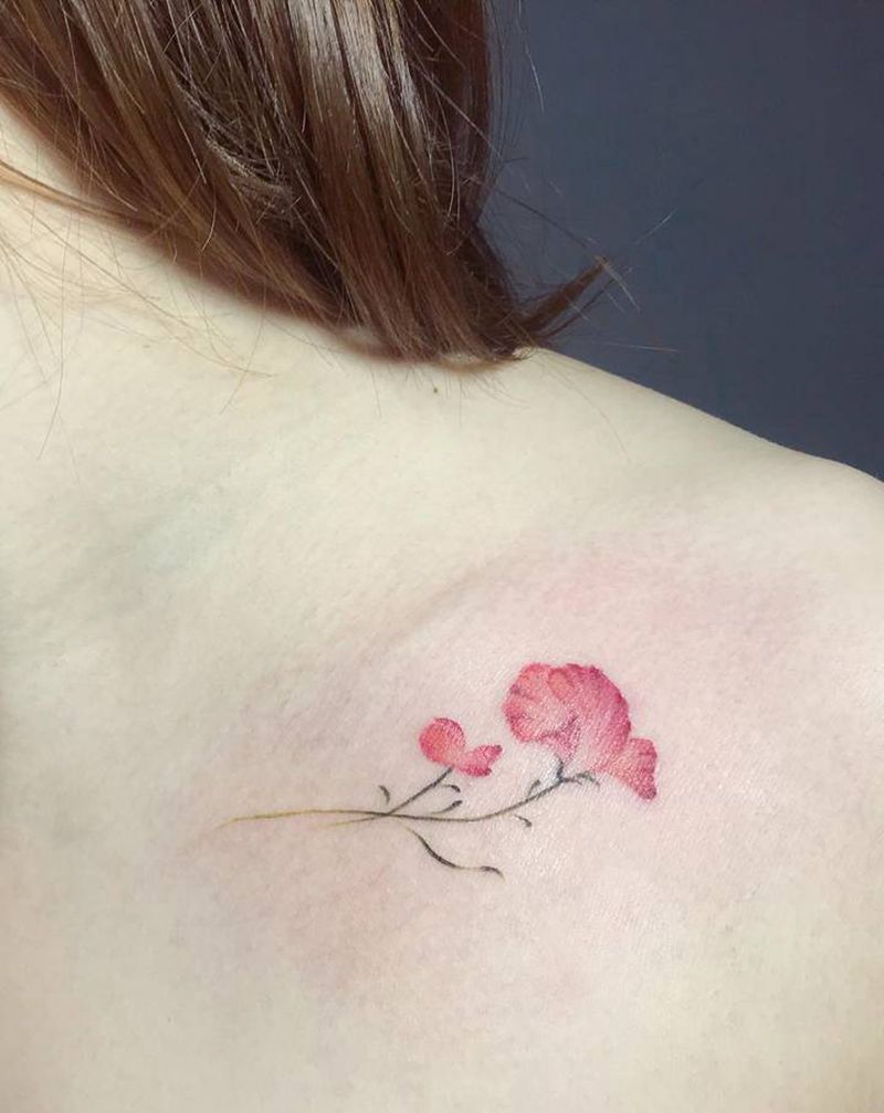 花纹身图片_肩部胸部水彩水墨花锁骨纹身图案