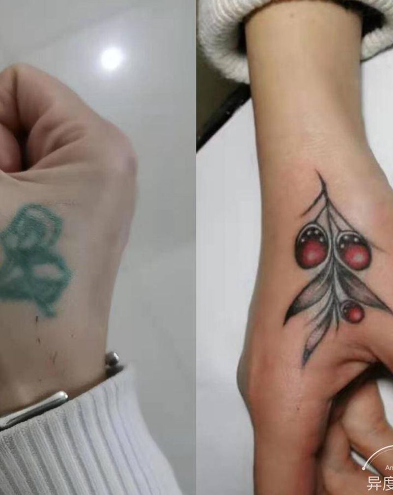 遮盖旧纹身纹身图片_手臂手部点刺植物纹身图案