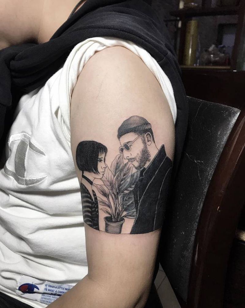 遮盖作品纹身图片_手臂腿部点刺图腾杀手不太冷纹身图案