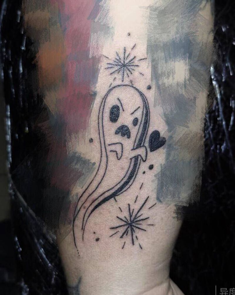小幽灵纹身图片_脚部手臂点刺图腾纹身图案
