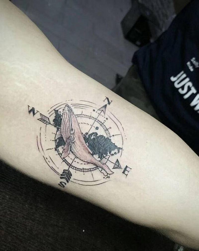 鲸鱼纹身图片_手臂腿部点刺鲸鱼纹身图案