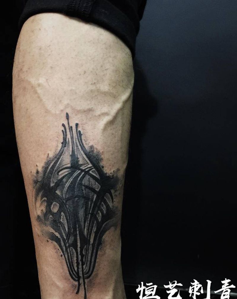 猴纹身图片_腿部纹身图案