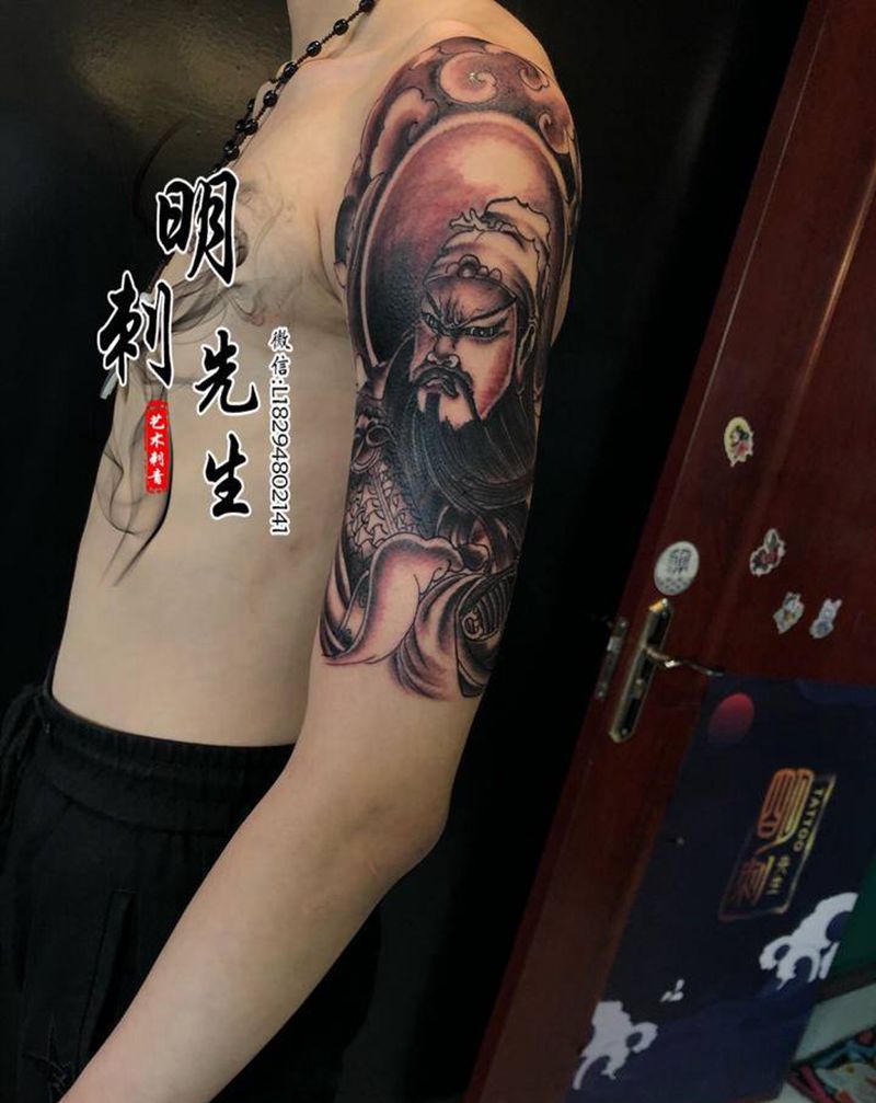 关公纹身图片_手臂新传统纹身图案