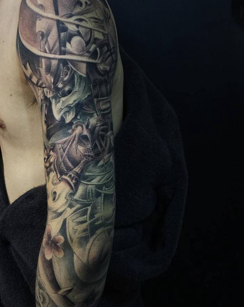 鬼武士纹身图片_手臂纹身图案