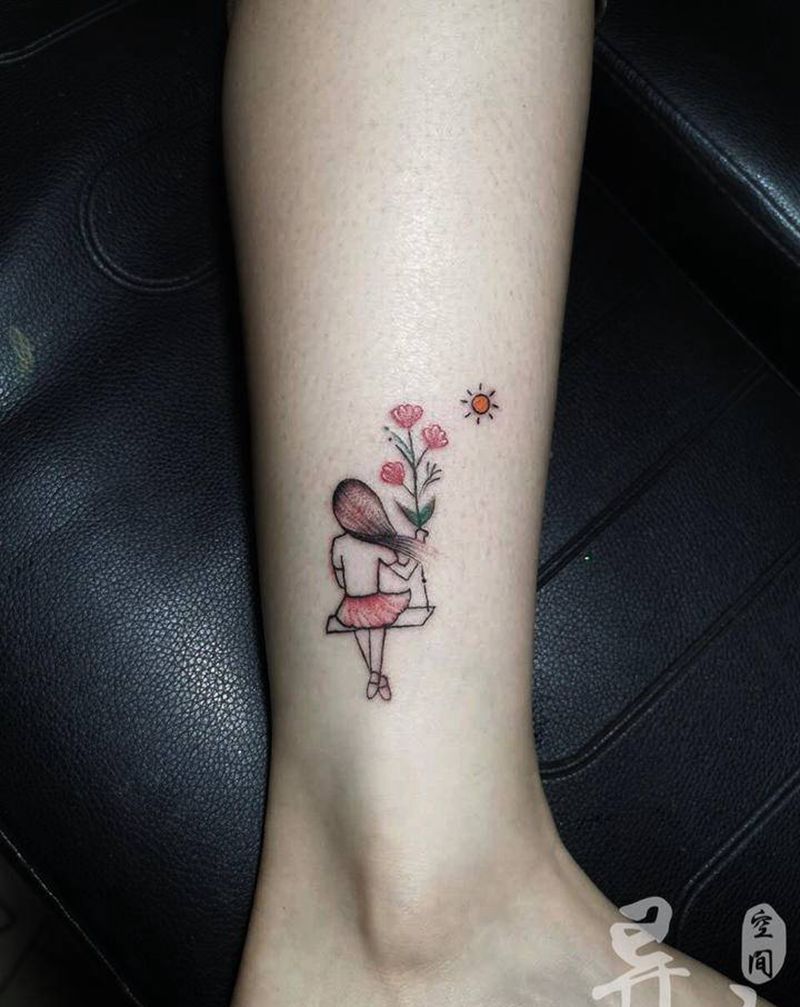 小清新纹身图片_手臂腿部水彩纹身图案