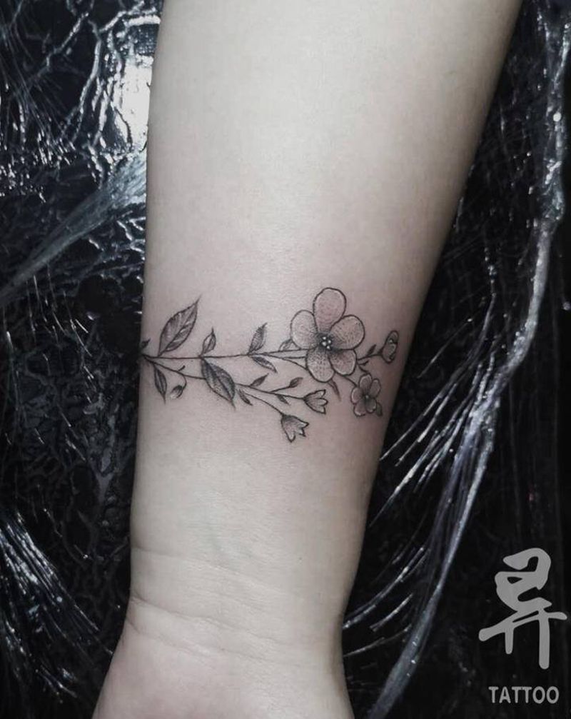 素花纹身图片_手臂腿部点刺疤痕遮盖素花小清新纹身图案