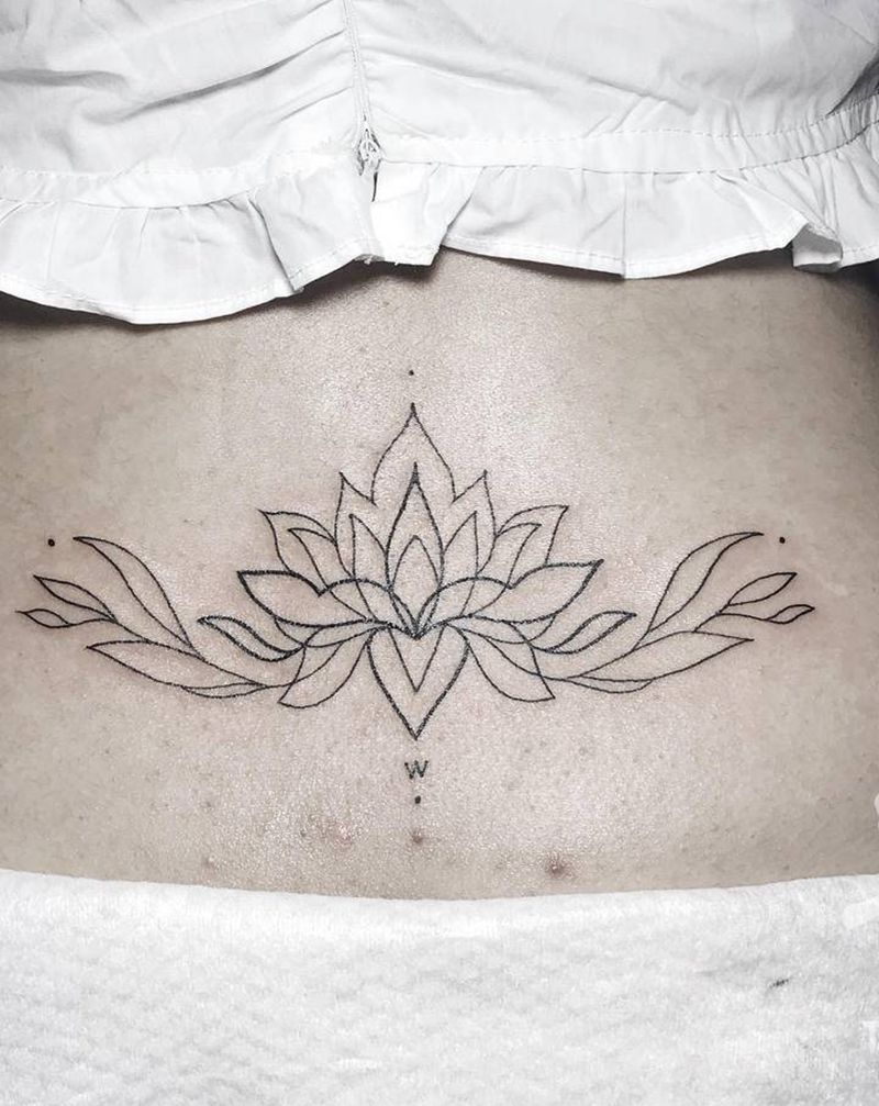 装饰线条纹身图片_腰部胸部几何纹身图案