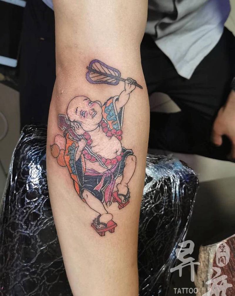 疤痕遮盖纹身图片_腿部手臂老传统新传统佛纹身图案