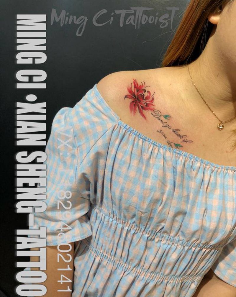 彼岸花～纹身图片_肩部水墨纹身图案