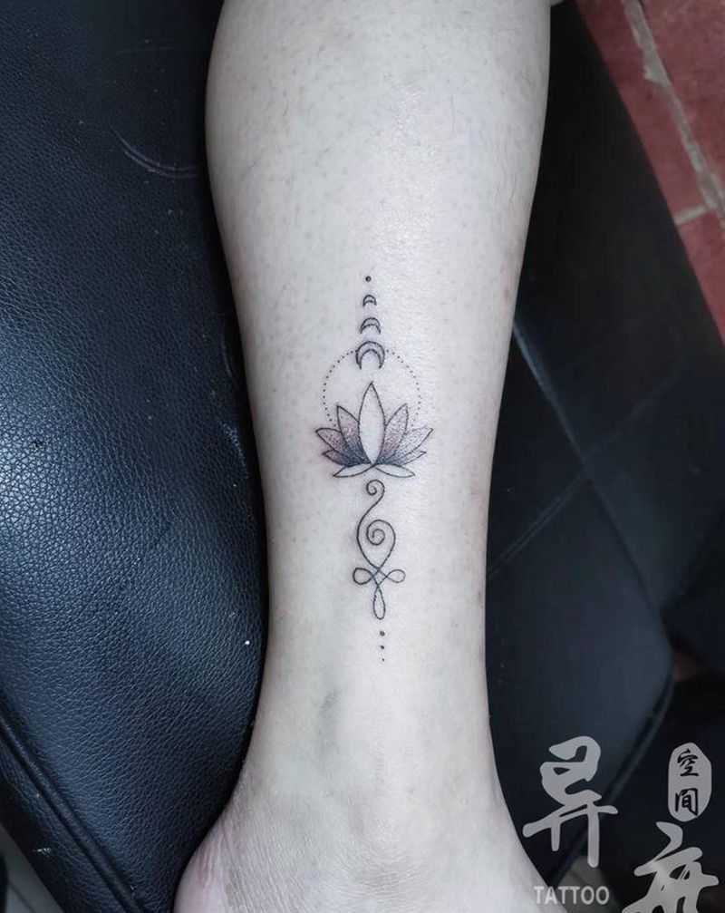 梵花符文纹身图片_腿部手臂点刺几何线条纹身图案