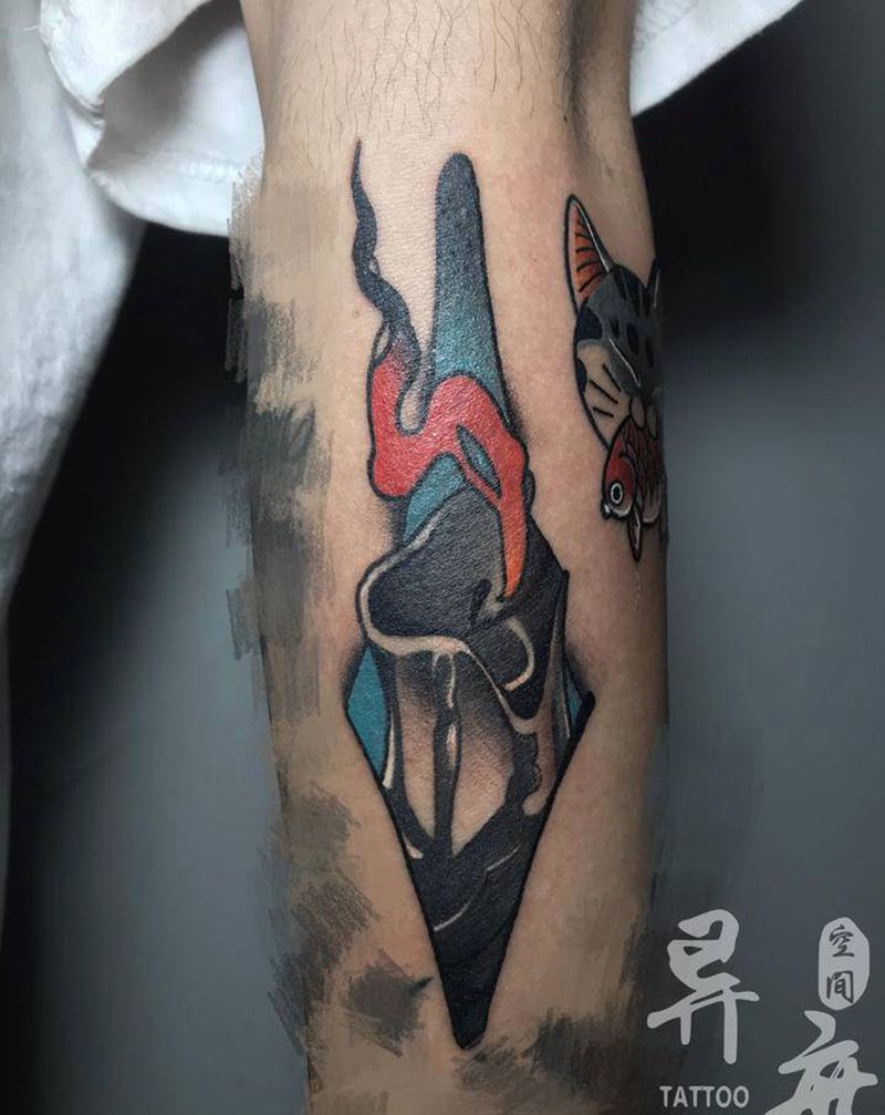 蜡烛纹身图片_手臂Old SchoolNew School纹身图案