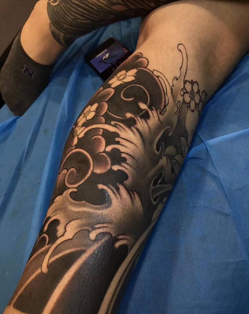 小腿～纹身图片_脚部新传统纹身图案