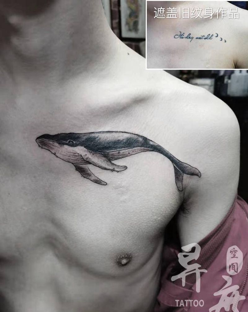 鲸鱼纹身图片_点刺鲸鱼纹身图案