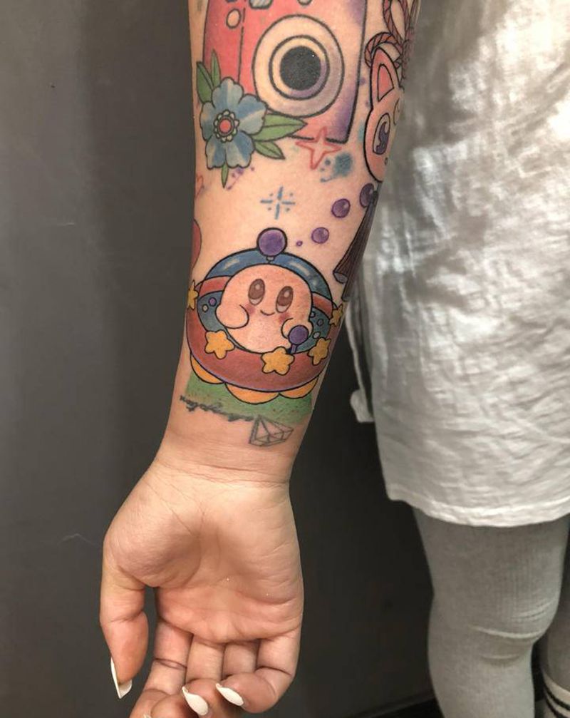 花臂拼图纹身图片_手臂New School纹身图案