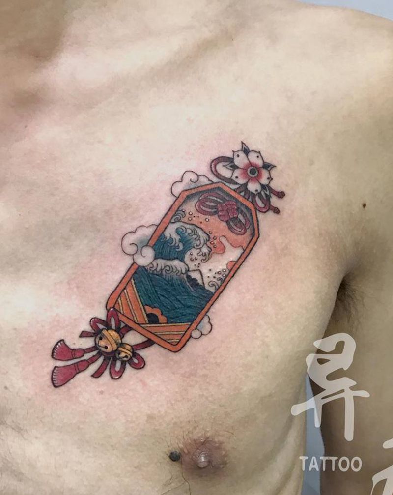 日式小图纹身图片_胸部背部新传统老传统日式富士山纹身图案