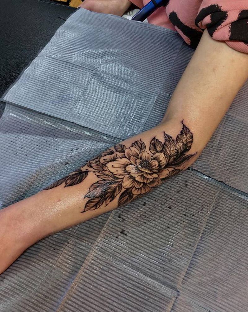 素花纹身图片_新传统纹身图案