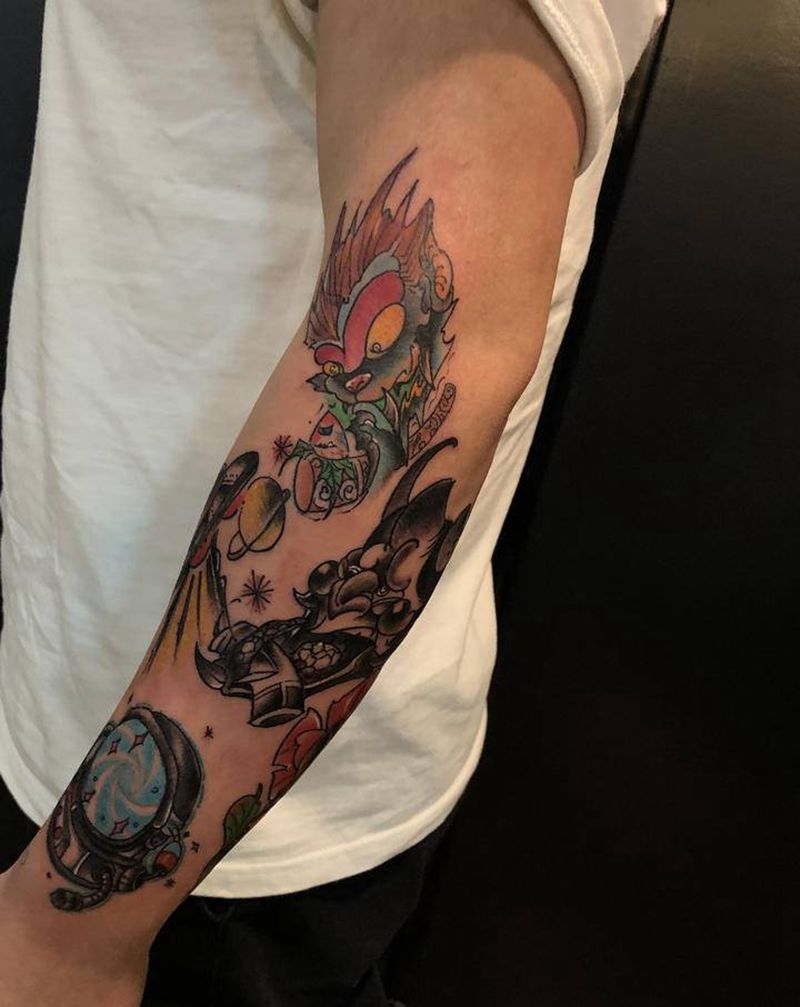 拼接纹身图片_Old SchoolNew School纹身图案