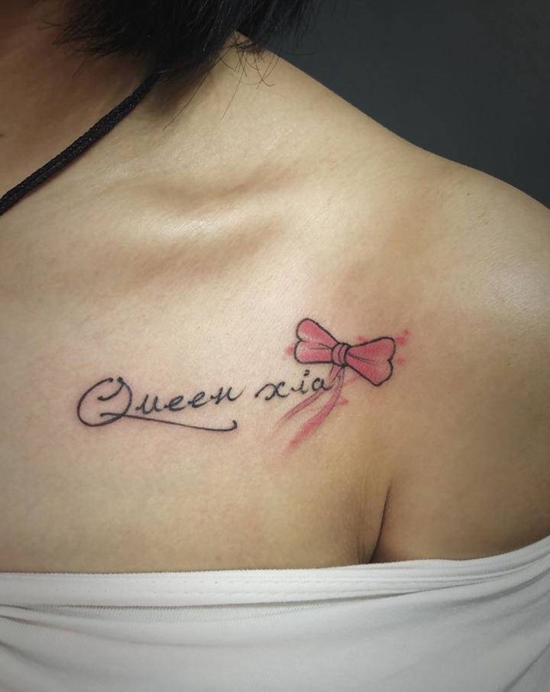 字母纹身图片_胸部手臂花体字纹身图案