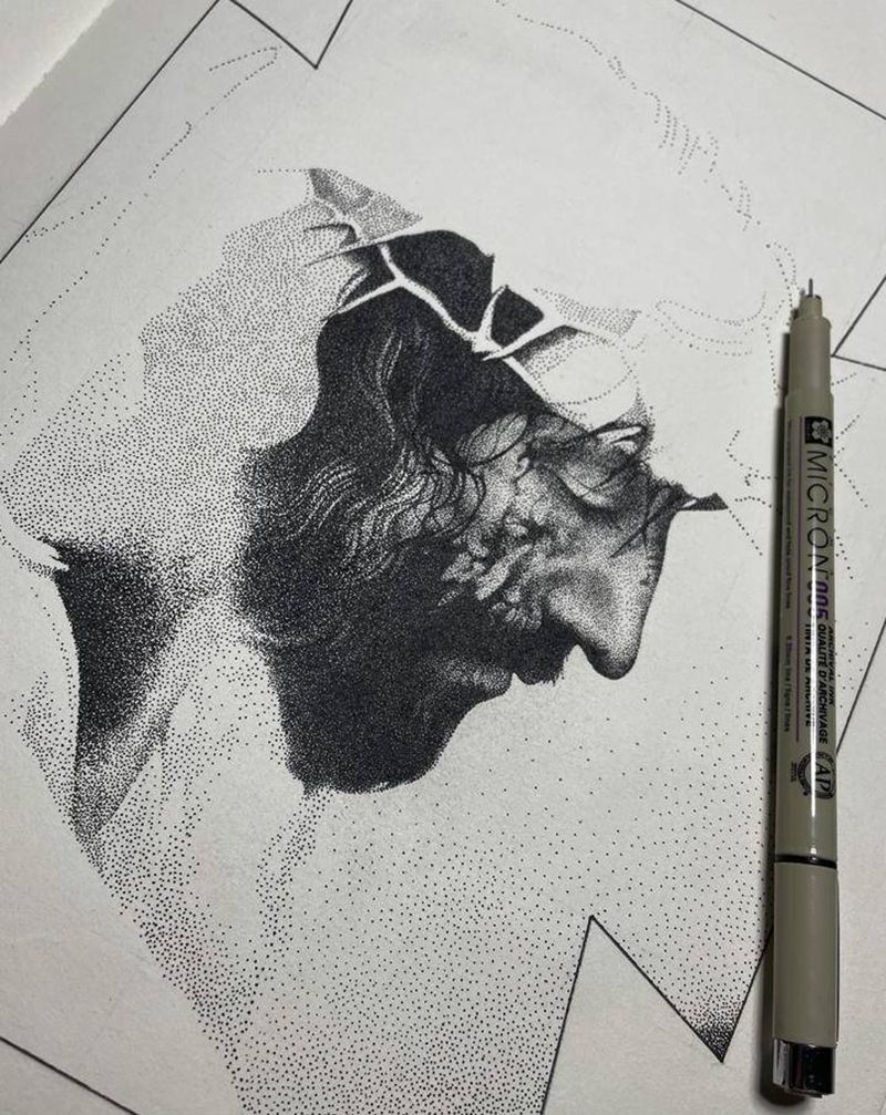 耶稣受难（未完）纹身图片_点刺欧美写实手稿纹身图案