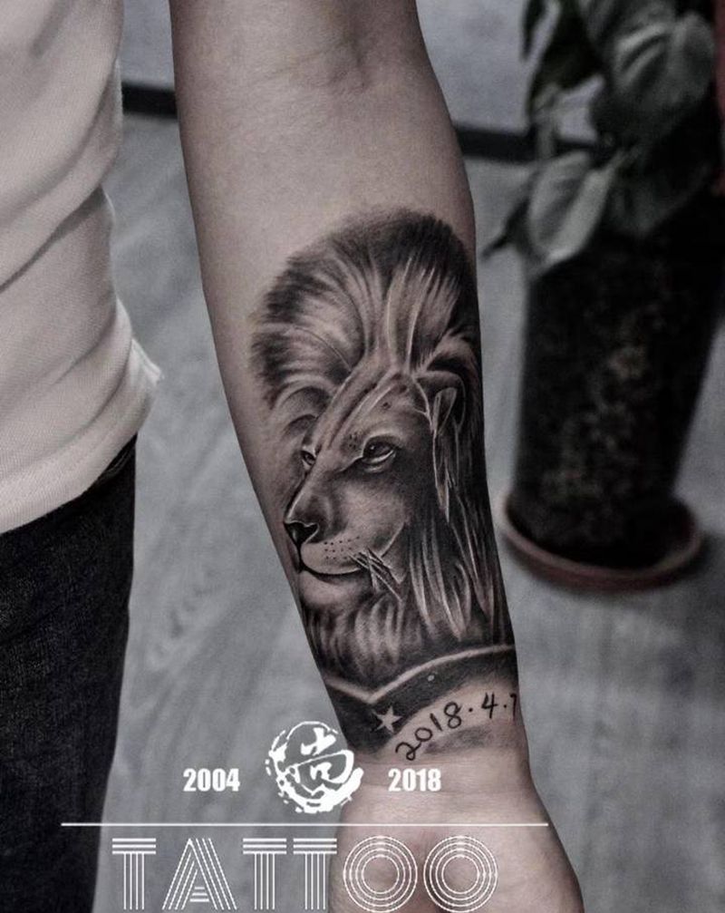 小狮子纹身图片_手臂New School欧美写实纹身图案