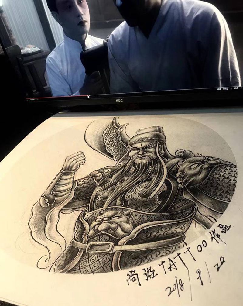 原创2爷纹身图片_新传统纹身图案