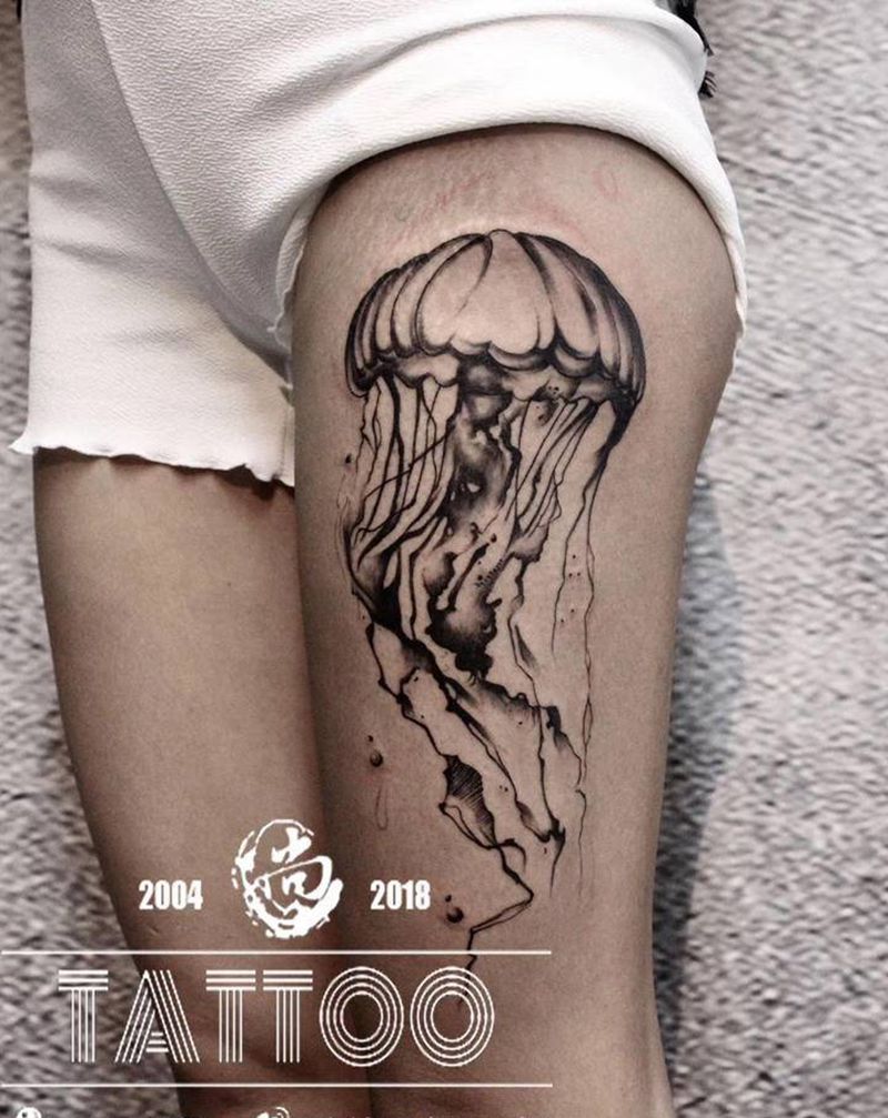 大水母纹身图片_New School纹身图案