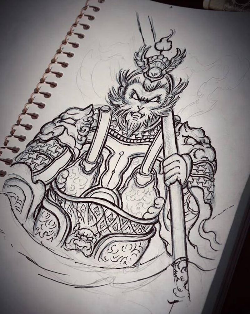 小猴日常练习纹身图片_新传统纹身图案