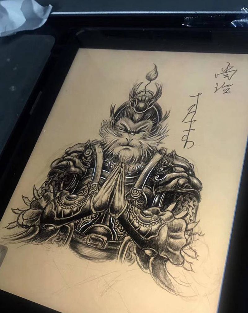 原创大圣纹身图片_新传统纹身图案