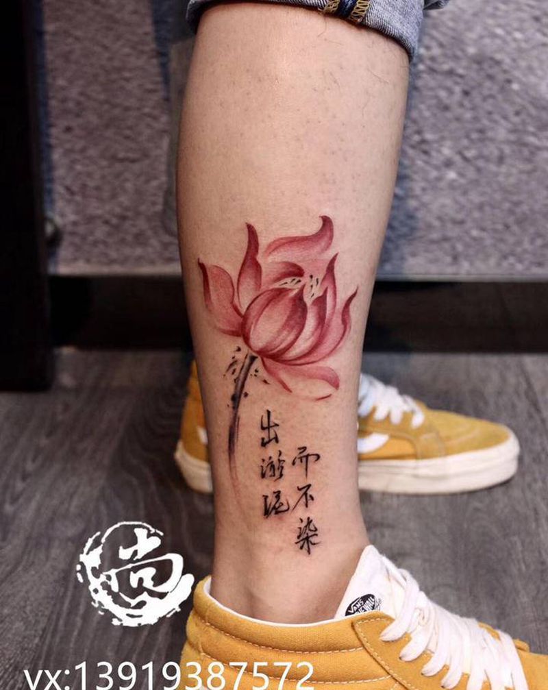 原创红莲纹身图片_新传统纹身图案