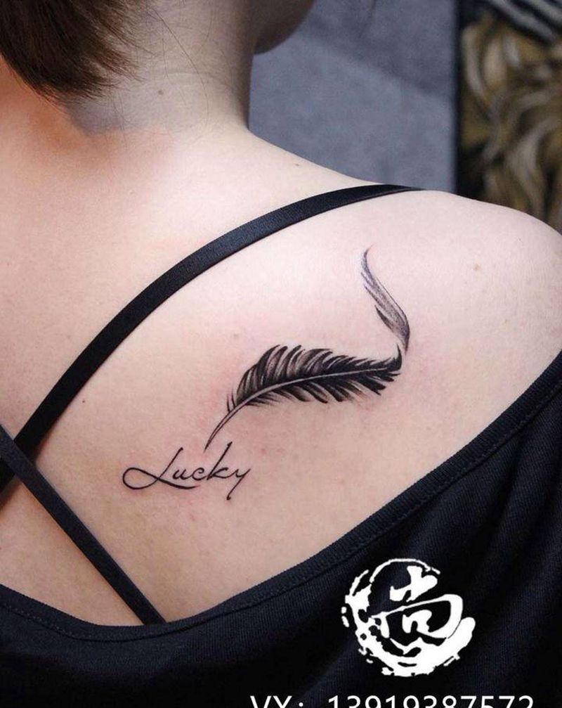 羽毛纹身图片_New School纹身图案